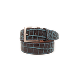 Two-Toned Mock Croc Belt - Brown & Blue