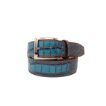 Two-Toned Mock Croc Belt - Cobalt & Cognac