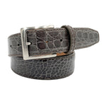 Genuine Glazed Crocodile Belt- Dark Grey