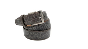 Genuine Glazed Crocodile Belt- Dark Grey