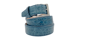 Genuine Glazed Crocodile Belt- Denim