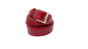 Genuine Glazed Crocodile Belt - Red