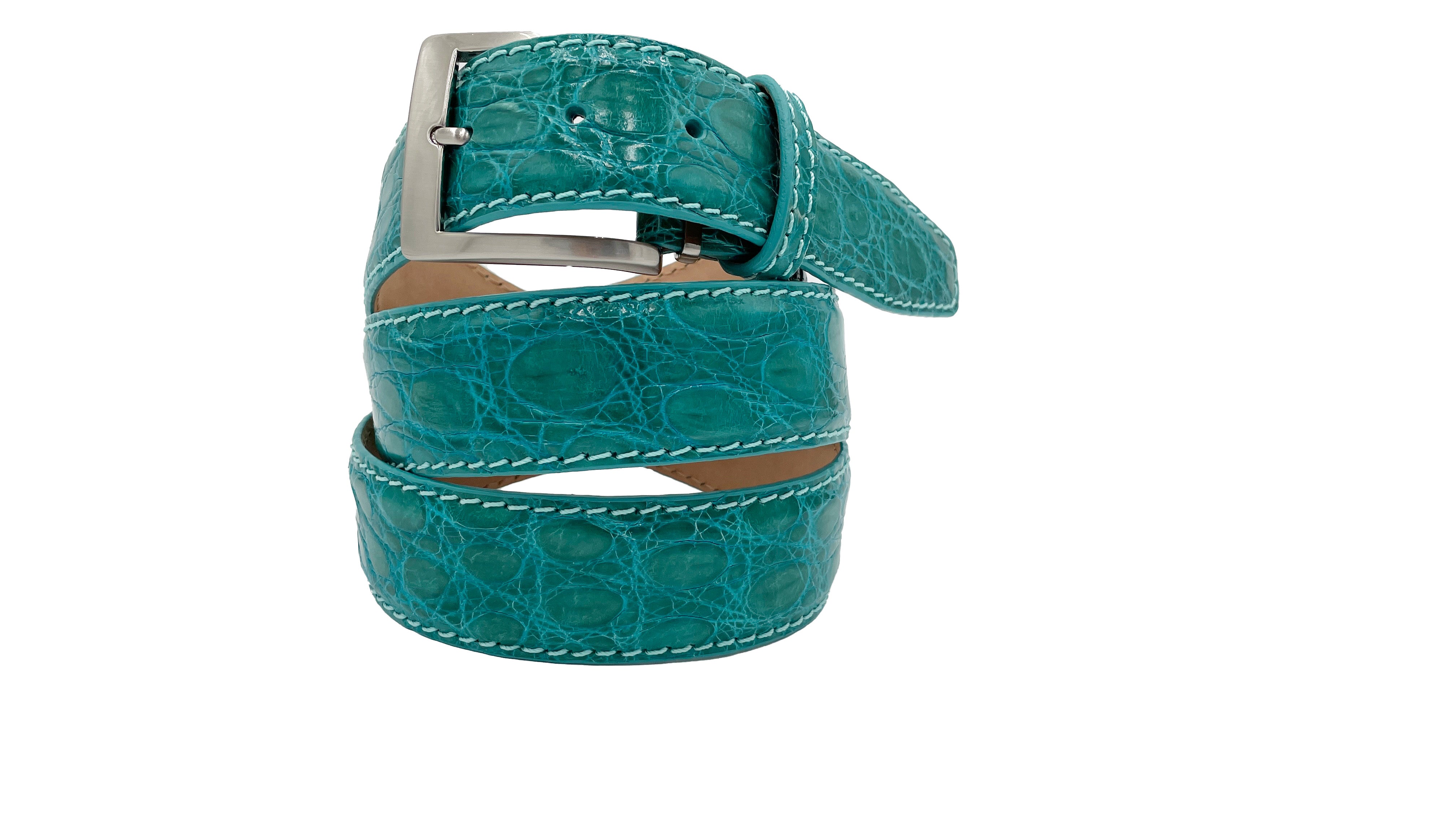 Genuine Caiman Crocodile - Turquoise - 40mm