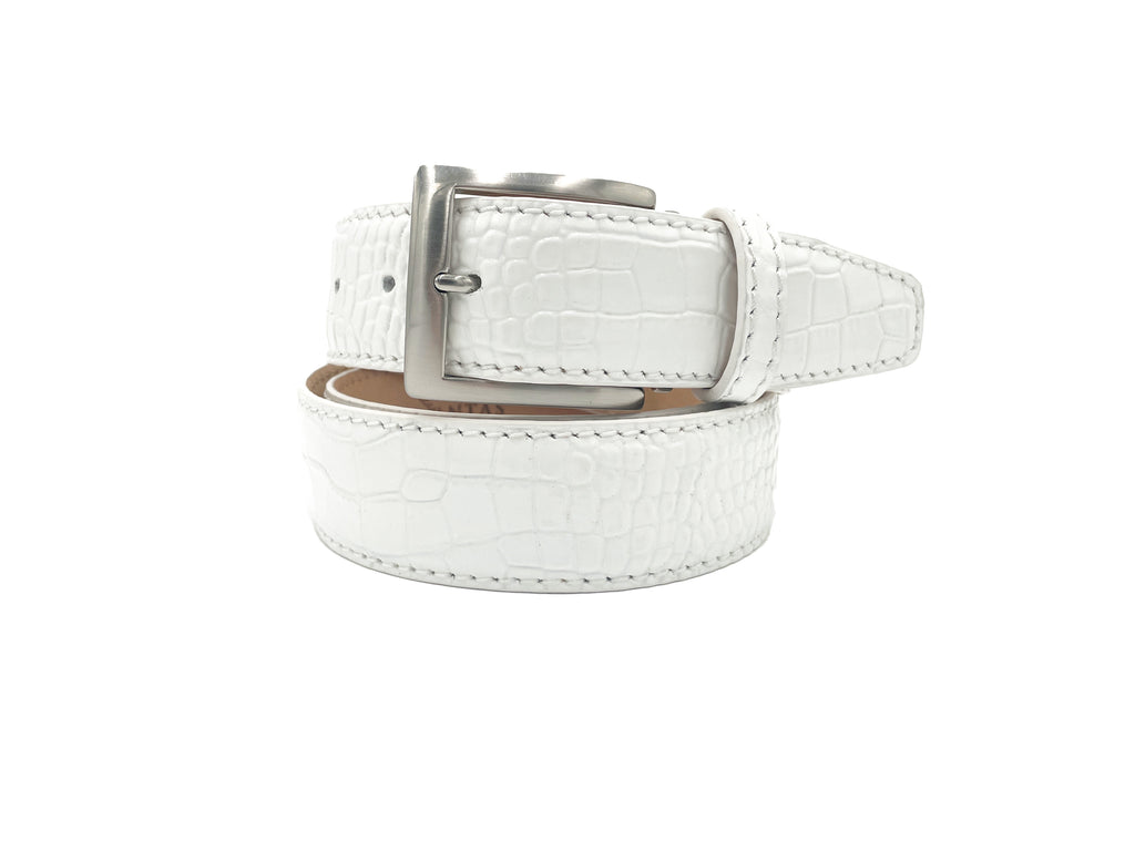 Italian Matte Mock Crocodile - White - 40mm