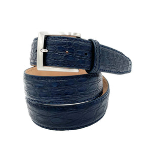 Genuine Matte Crocodile Belt - Navy