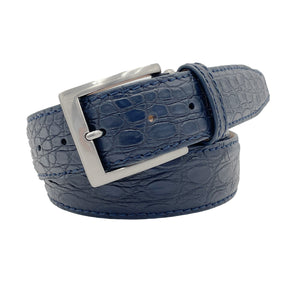 Genuine Matte Crocodile Belt - Navy