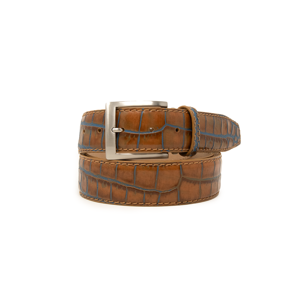 Armando Genuine Italian Calfskin Leather Dress Belt For Men (Alligator