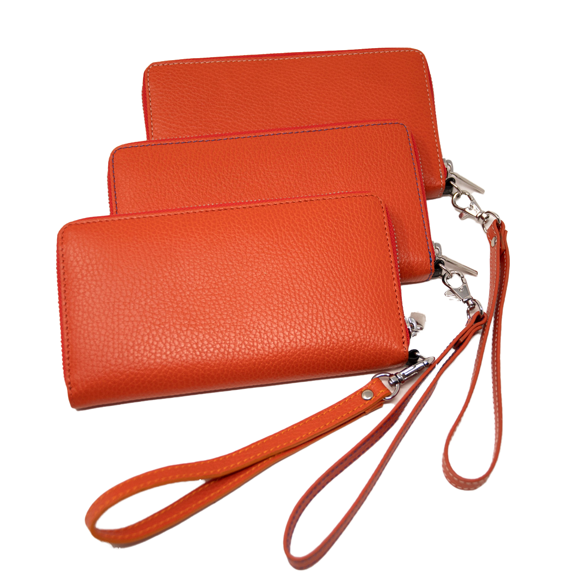 Ladies Italian Pebble Clutch - Tangerine