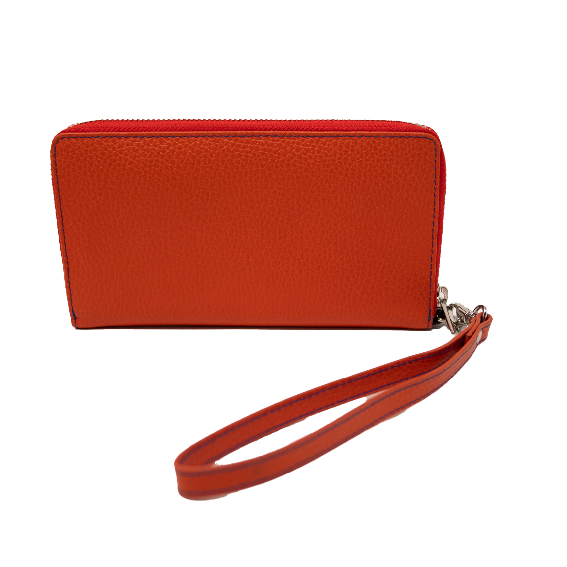 Ladies Italian Pebble Clutch - Tangerine