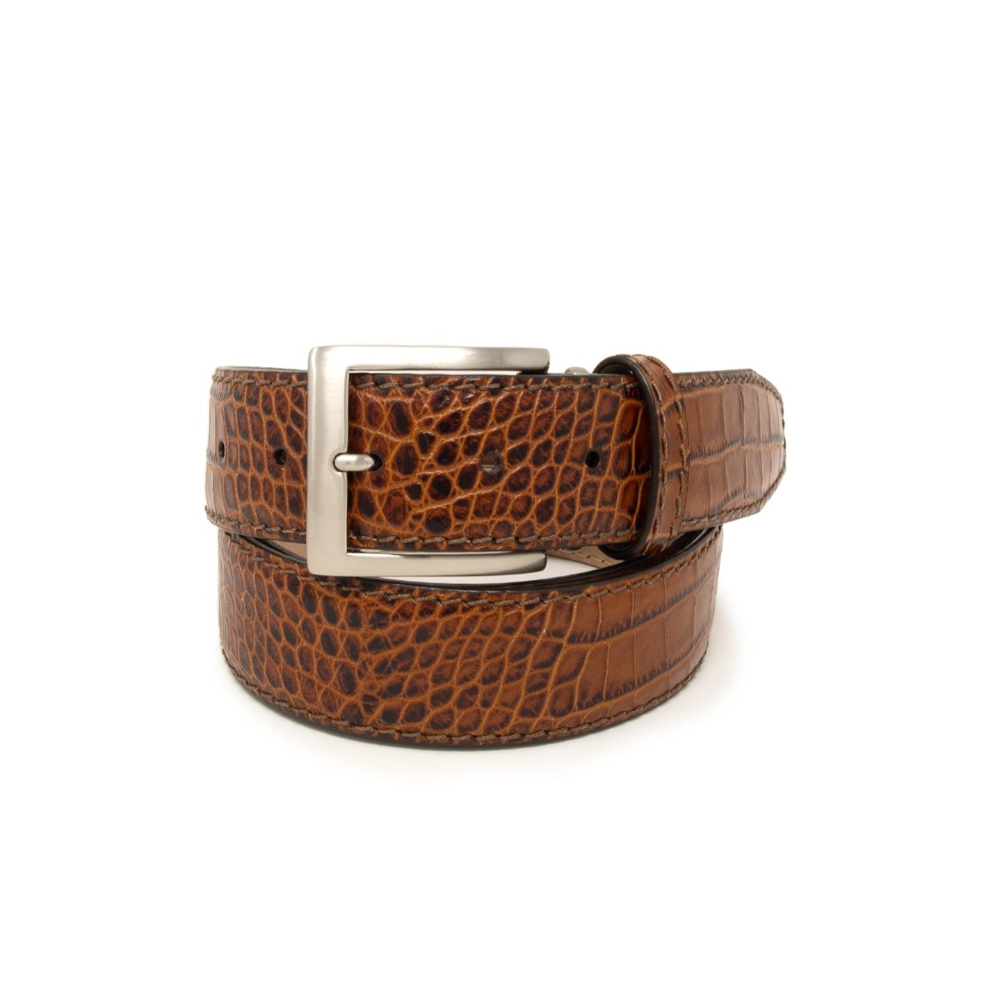 Italian Matte Mock Crocodile - Cognac - 40mm