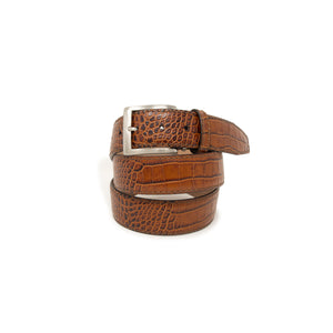 Italian Matte Mock Crocodile - Cognac - 40mm