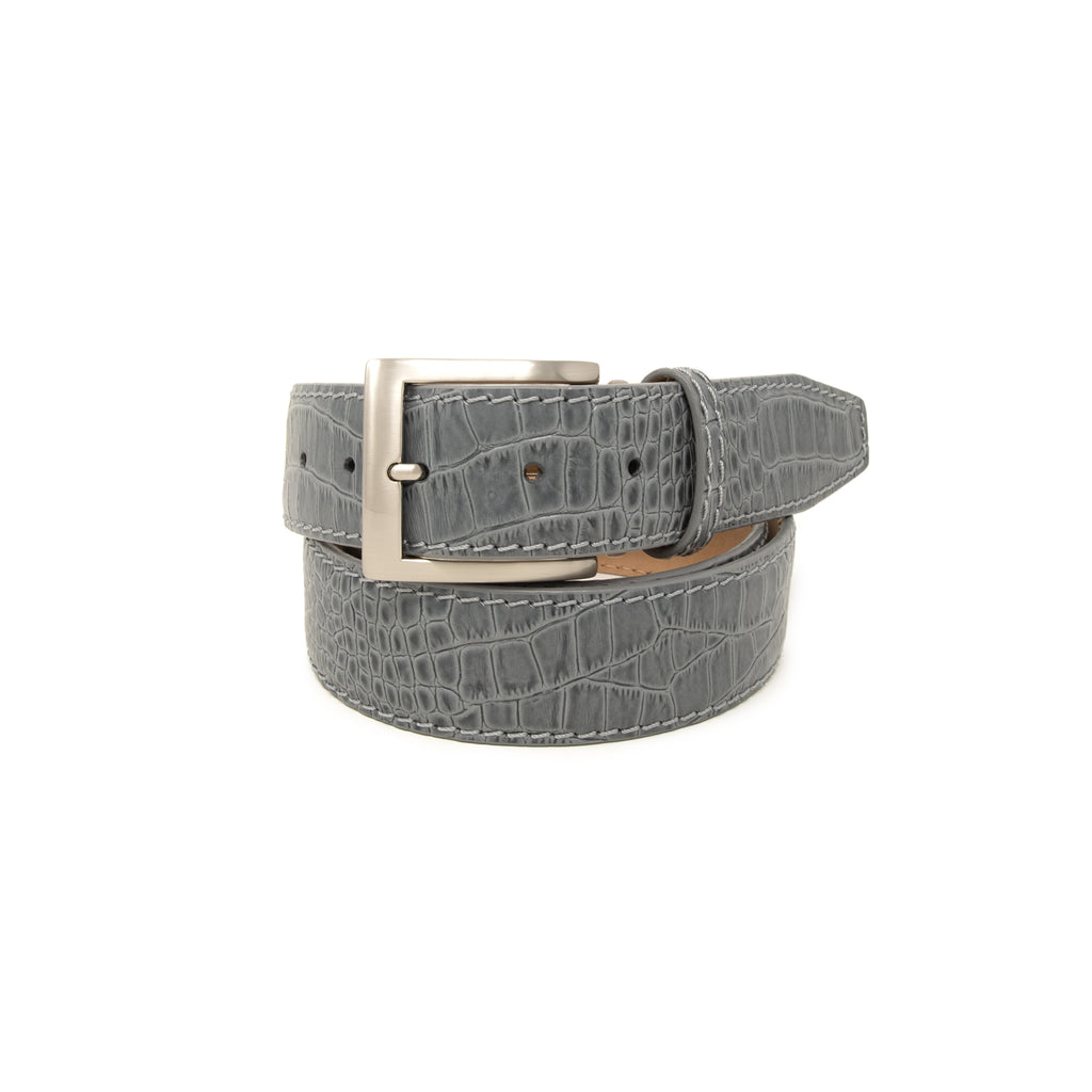 Italian Matte Mock Crocodile - Grey - 40mm