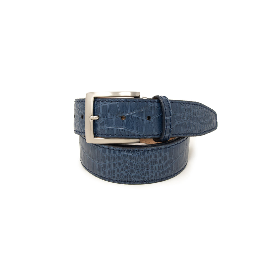Italian Matte Mock Crocodile - Navy - 40mm - Up to 50"