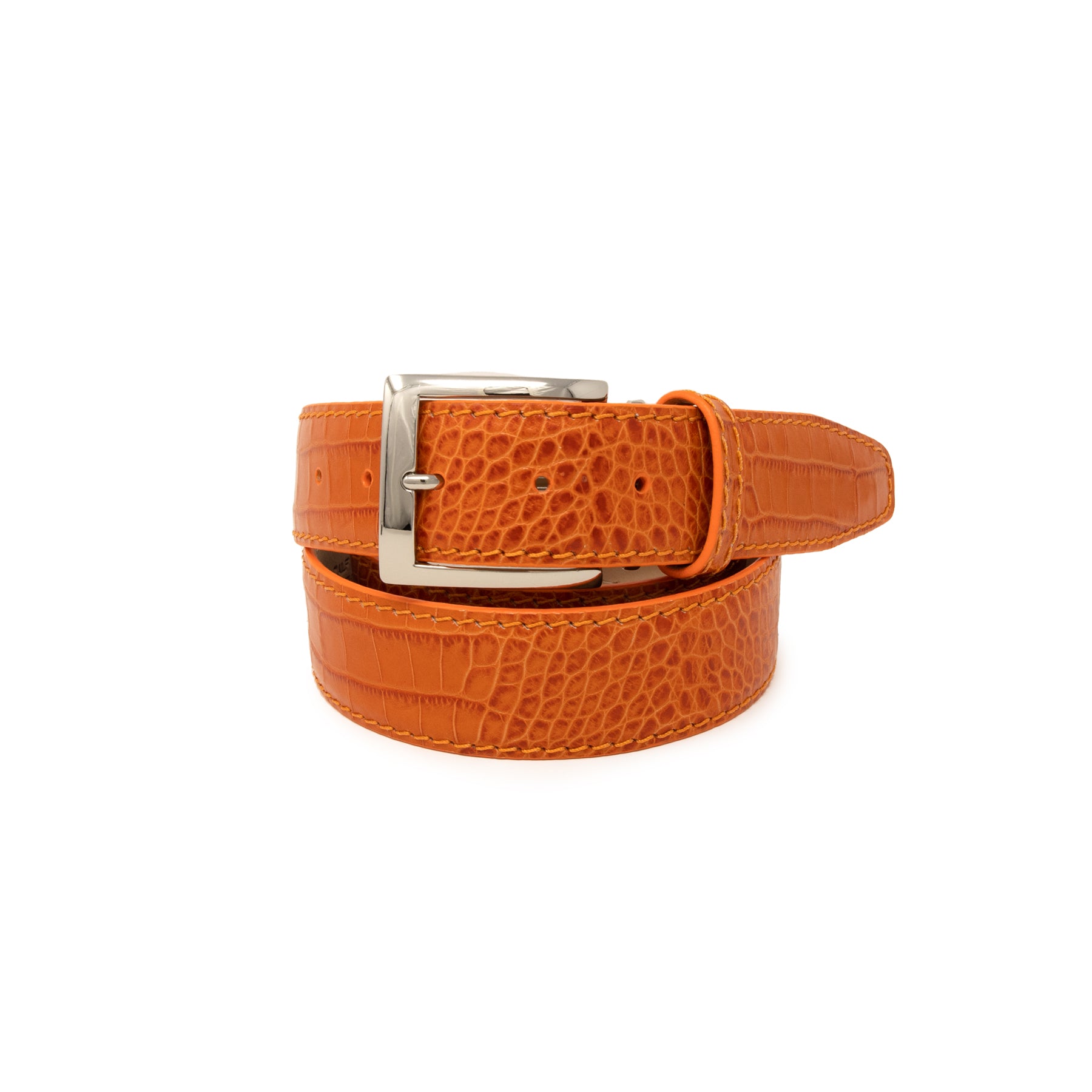 Italian Matte Mock Crocodile - Orange - 40mm