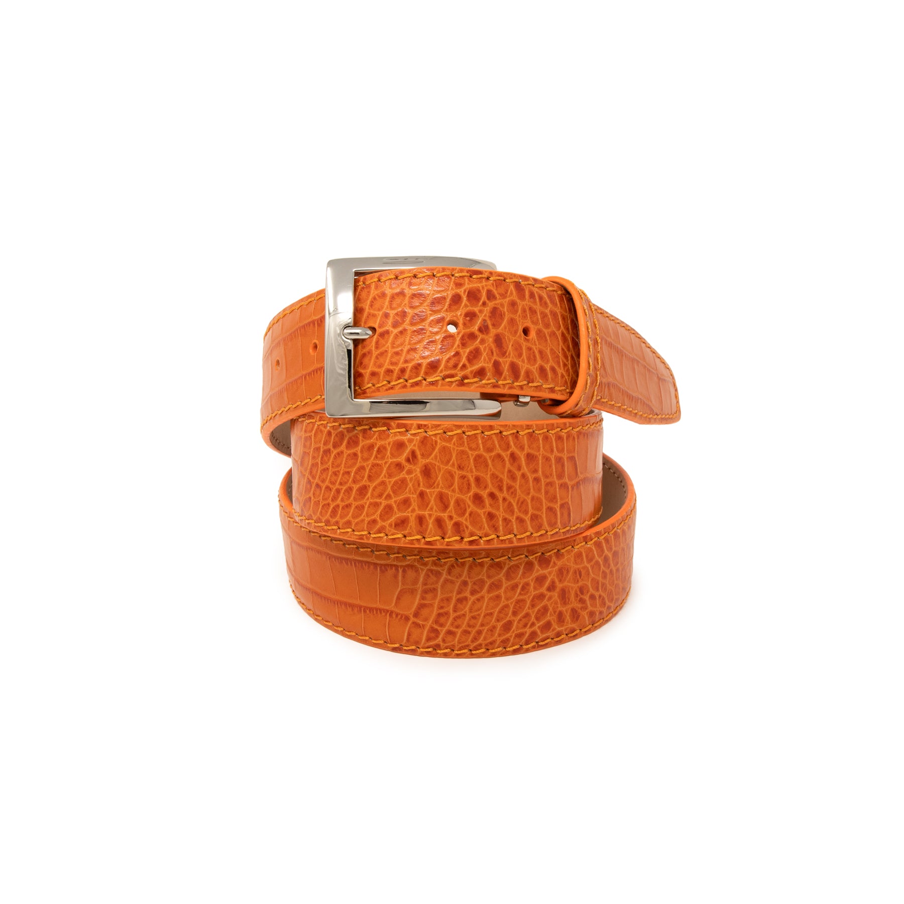 Italian Matte Mock Crocodile - Orange - 40mm