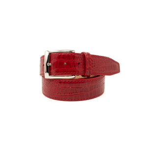 Italian Matte Mock Crocodile - Red - 40mm