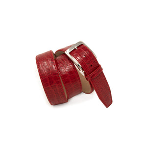 Italian Matte Mock Crocodile - Red - 40mm