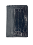 Men's Genuine Glazed Crocodile Card Wallet - Black