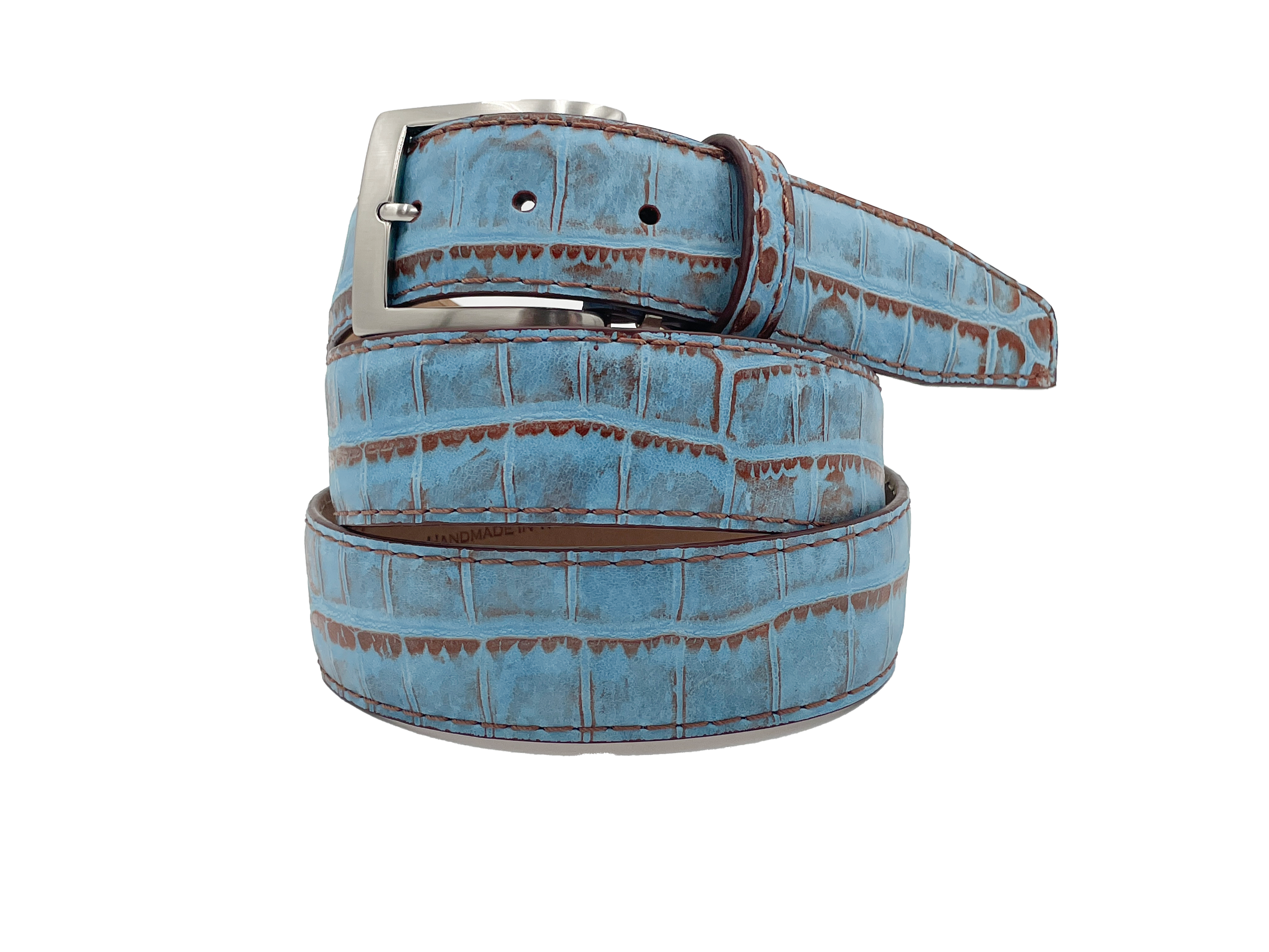 Italian Deep Croco Safari - Blue & Brown - 40mm