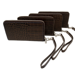 Ladies Mock King Croc Clutch - Brown