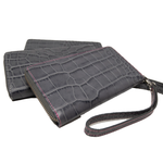 Ladies Mock King Croc Clutch - Grey