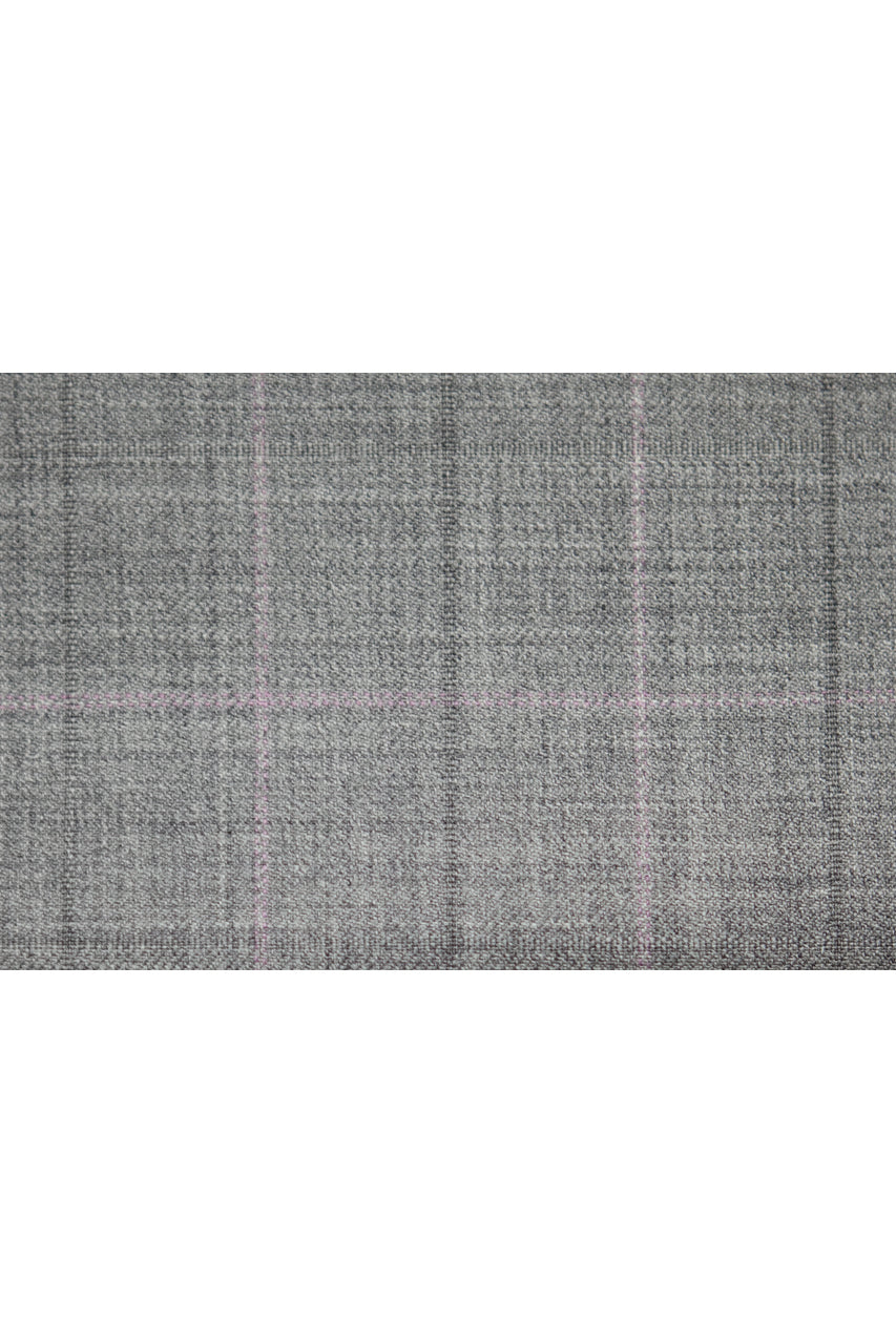 Coronado Stretch Wool Performance Trouser  - Grey & Pink Windowpane