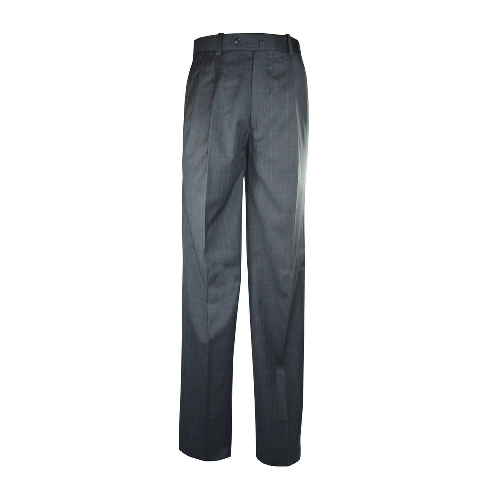 Newport Pleated Front Trouser - Charcoal Windowpane