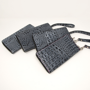 Ladies Antique Mock Croc Clutch - Shadow