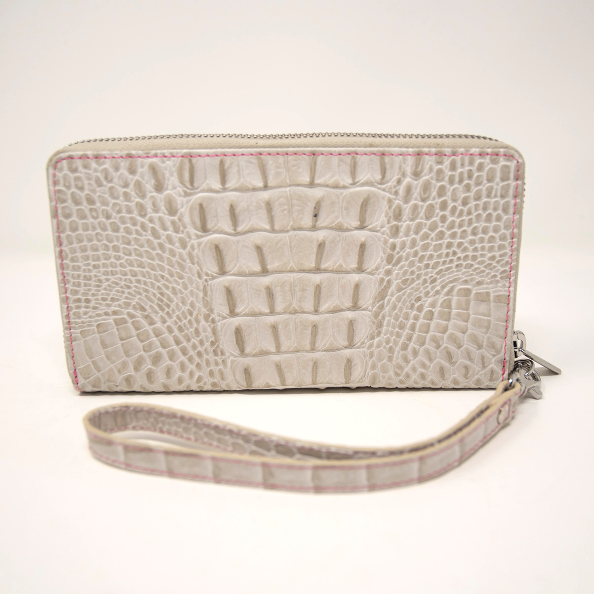 Ladies Antique Mock Croc Clutch - Snow