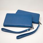 Ladies Italian Pebble Clutch - New Blue