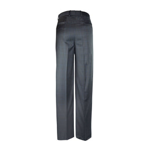 Newport Pleated Front Trouser - Charcoal Windowpane