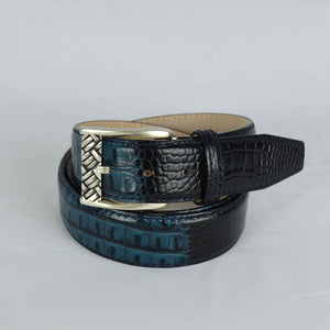 Two-toned Mock Croc Belt - Blue