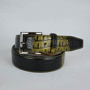 Two-Toned Mock Croc Belt - Olive