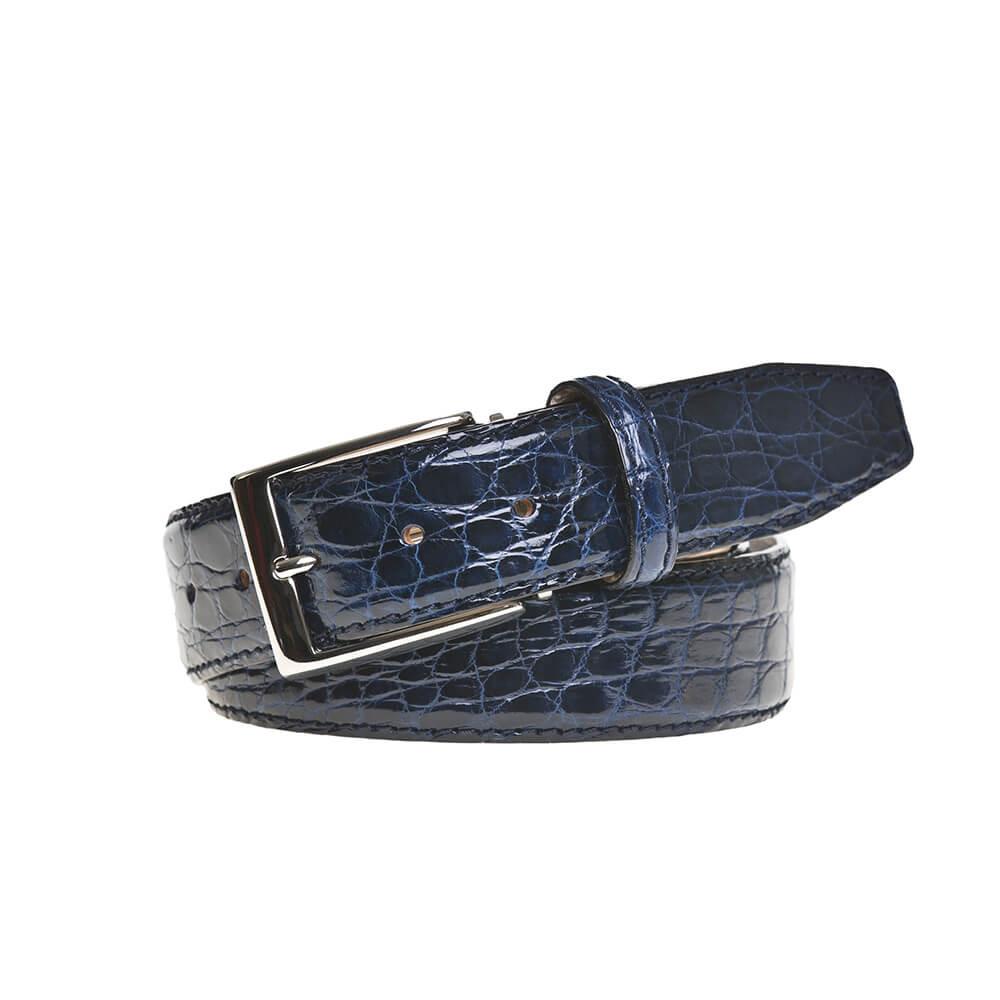 Genuine Glazed Crocodile Belt - Royal Blue