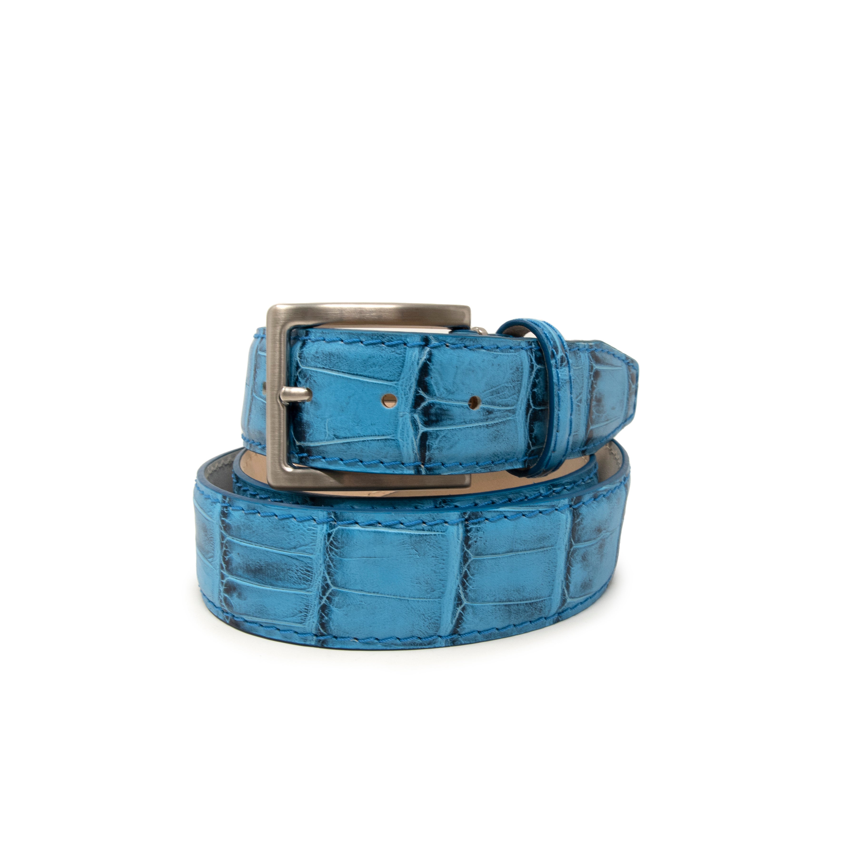 Faux Alligator Tail Belt - Cobalt