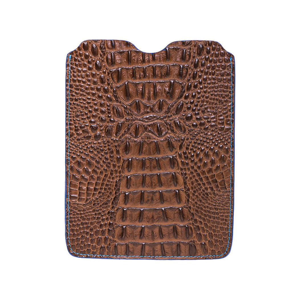 Leather iPad Sleeve - Mock Croc Brown