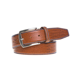 Faux Lizard Belt - Cognac