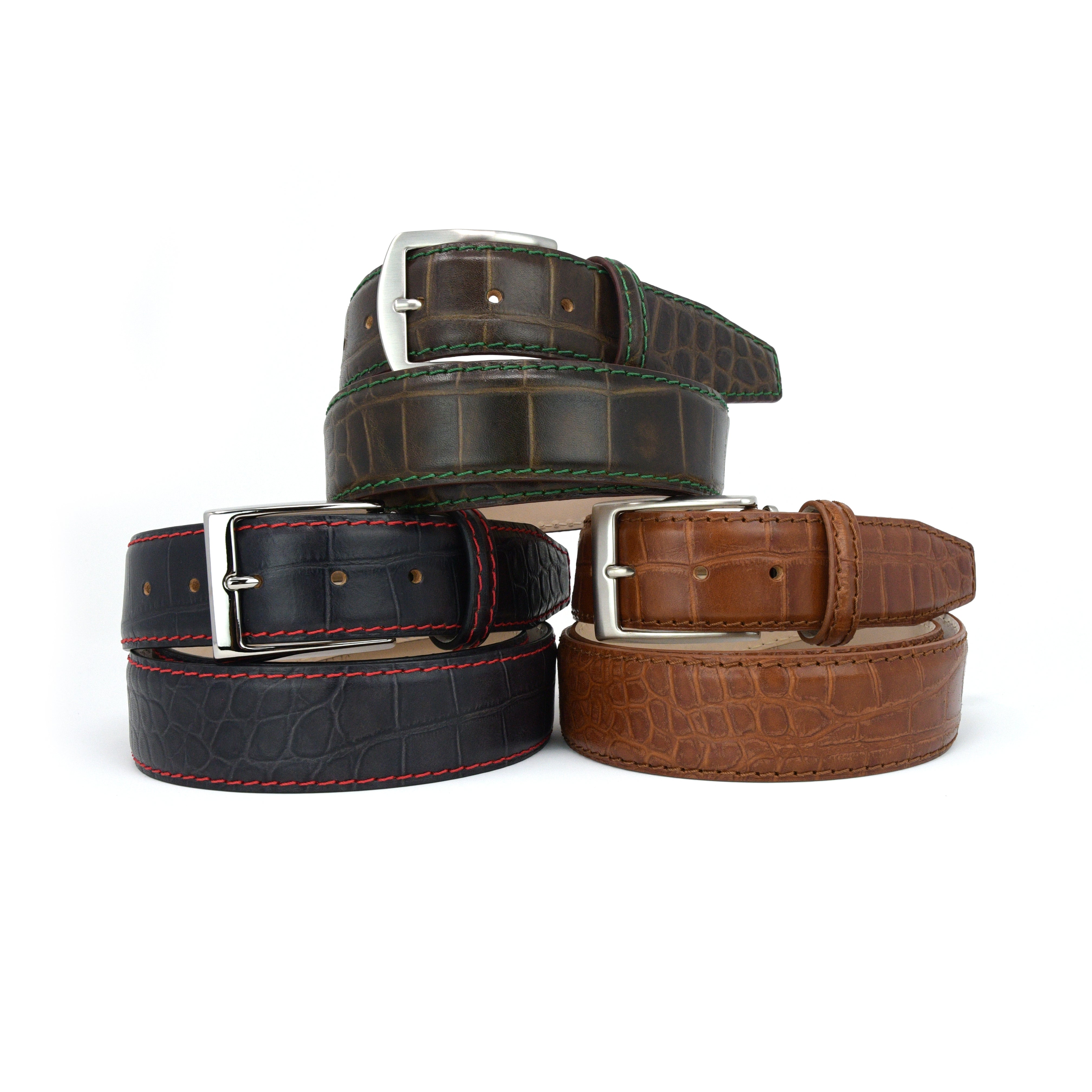 Brown Mock Python Leather Belt for Men 40 / 40mm / Brown