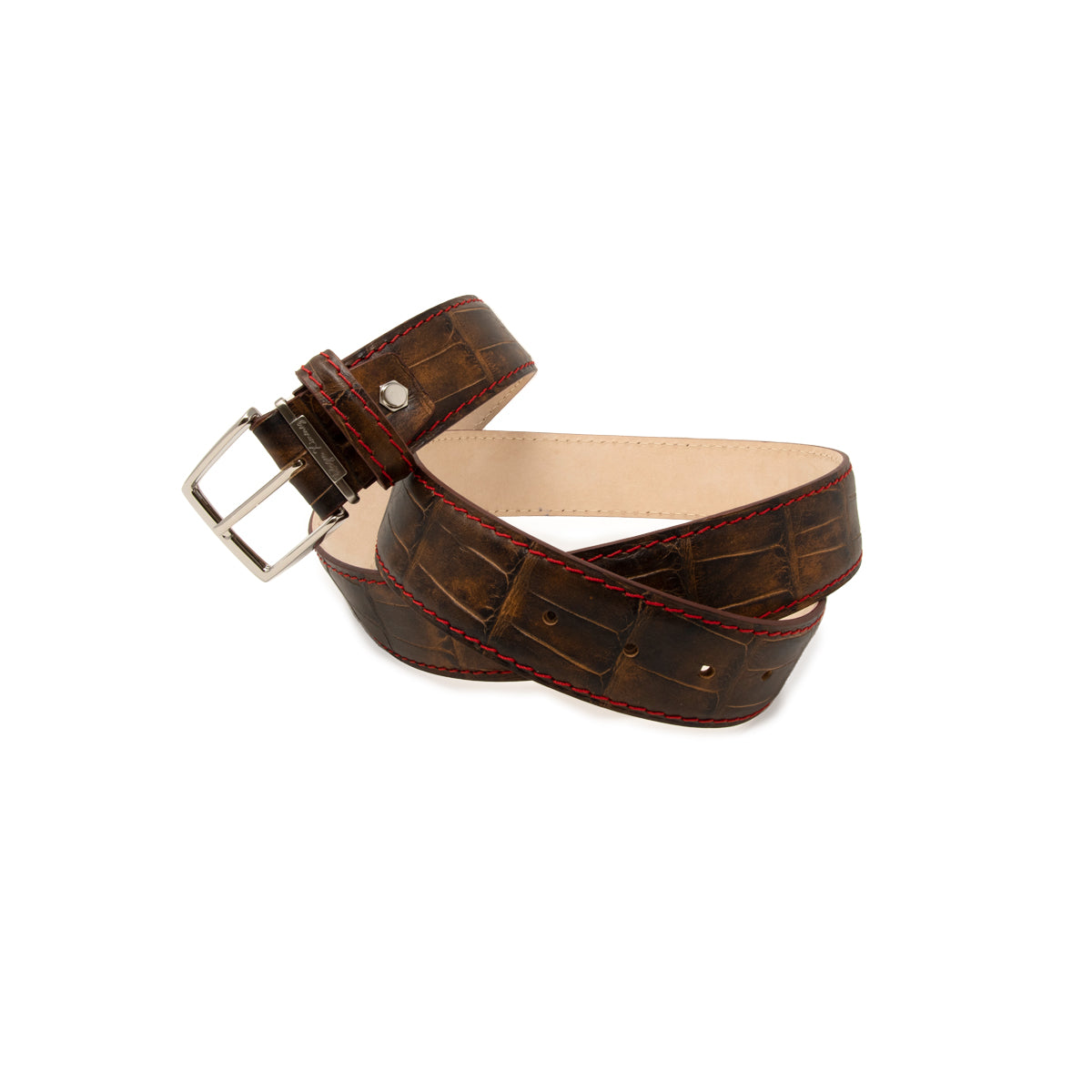 Faux Alligator Tail Belt - Tobacco - 40mm