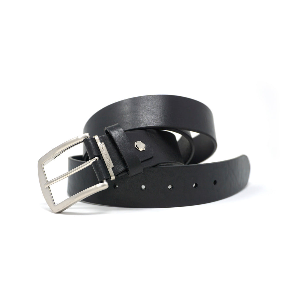 Italian Vachetta Leather Belt - Black - 40mm - Up to 50"