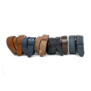 Italian Vachetta Leather Belt - Navy