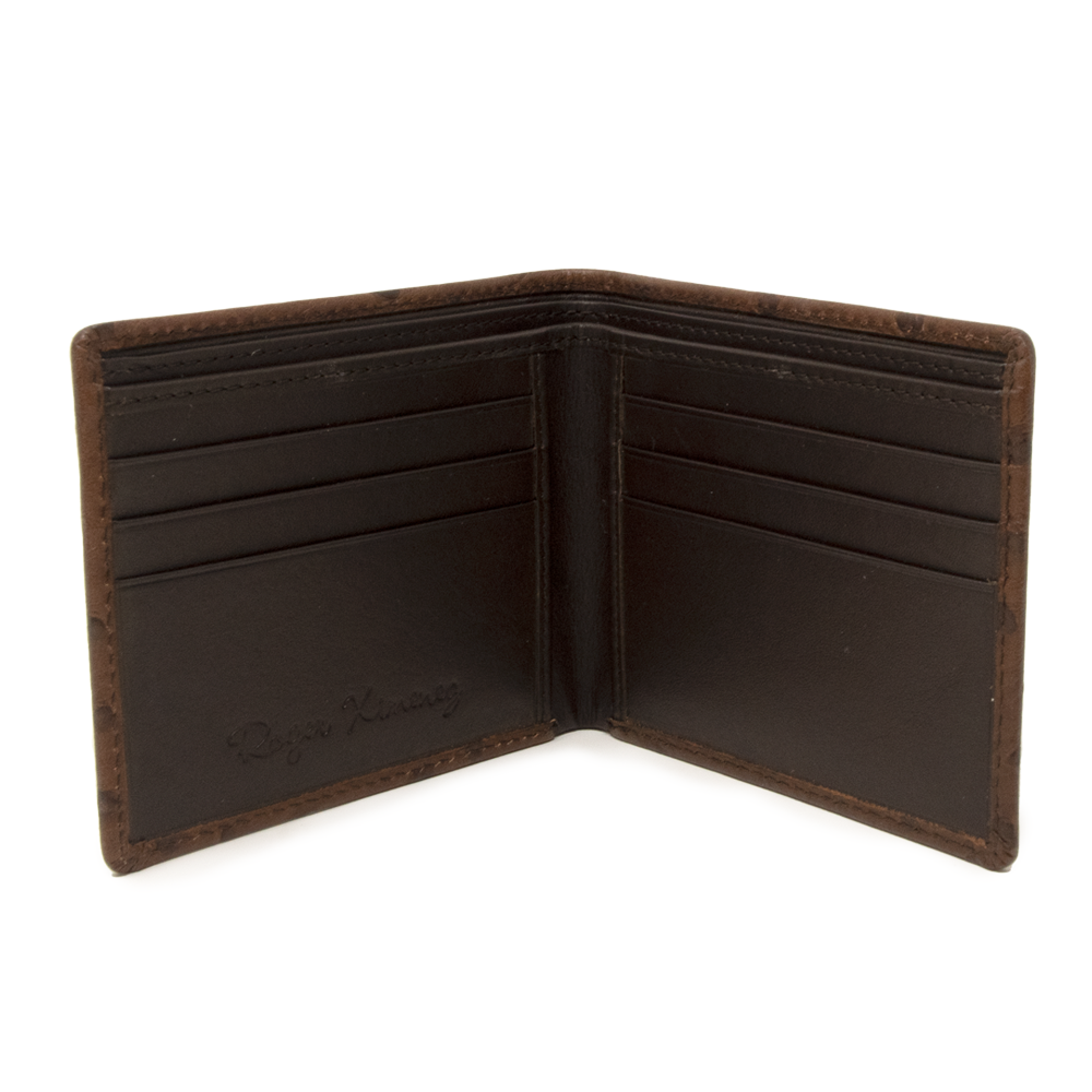 Men's Italian Calf Ostrich Wallet - Brown