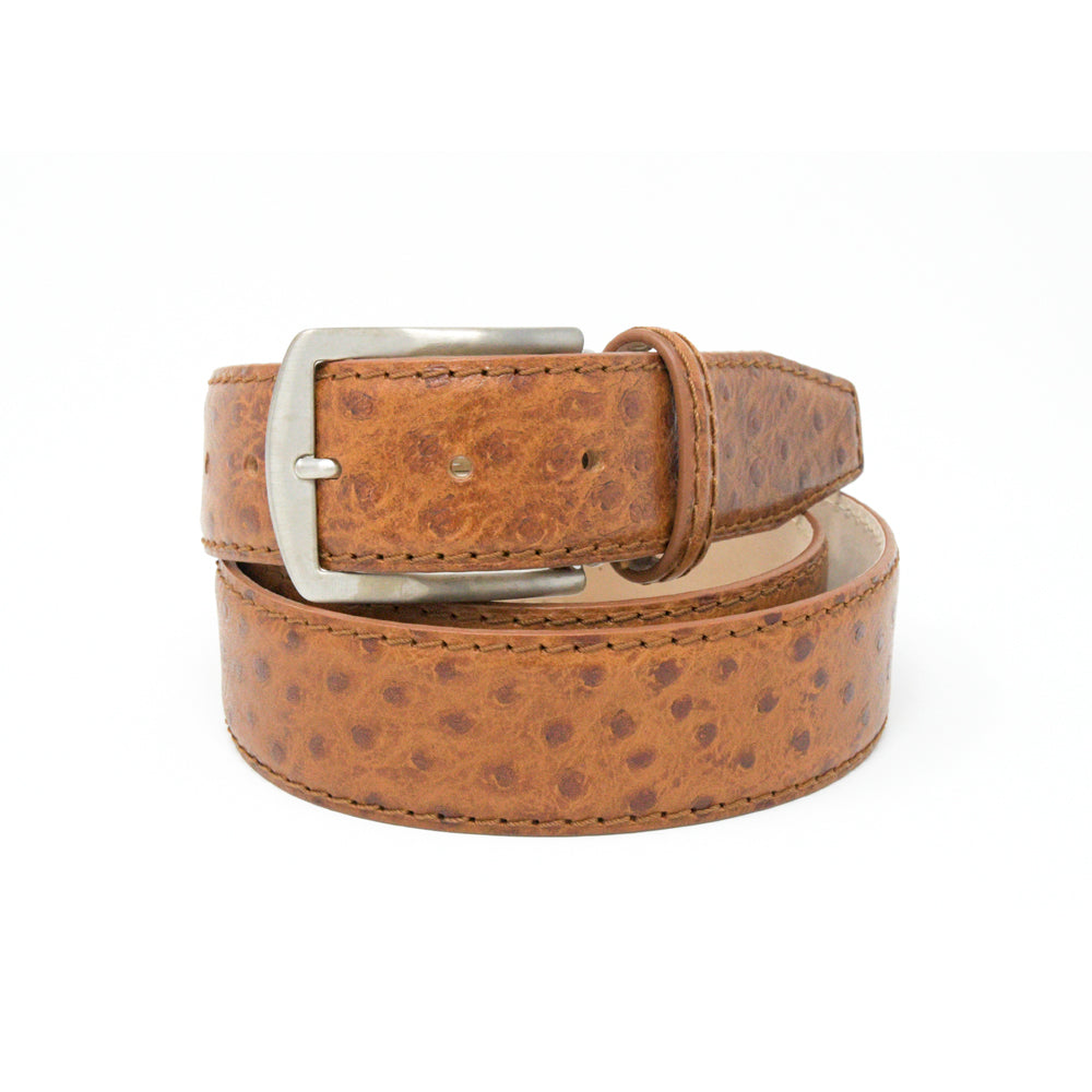 Italian Calf Skin Ostrich Belt - Cognac 40mm